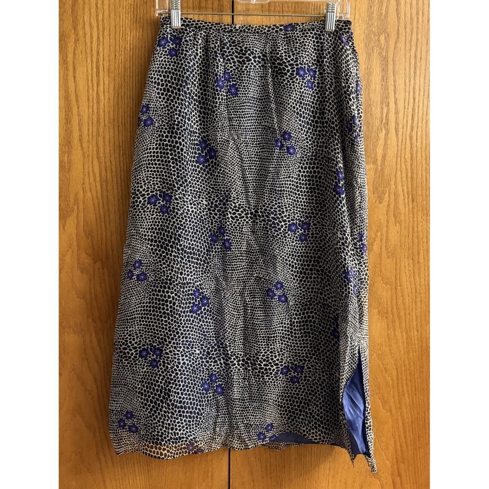 Y2K New York City Design Co Petite Skirt S Silk Midi Floral Forest Fairy Leopard